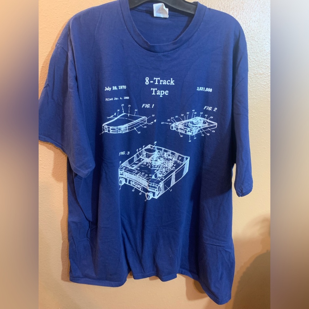 Vintage 8 Track Tape Blue T-Shirt T-Shirt - 2XL